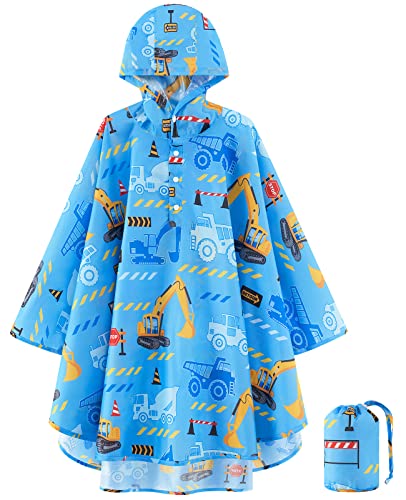 Image of WAWSAM Lightweight Rain Poncho Kids, Ponchos for Kids Waterproof Reusable Hooded, Kids Poncho Rain Jacket for Boys and Girls