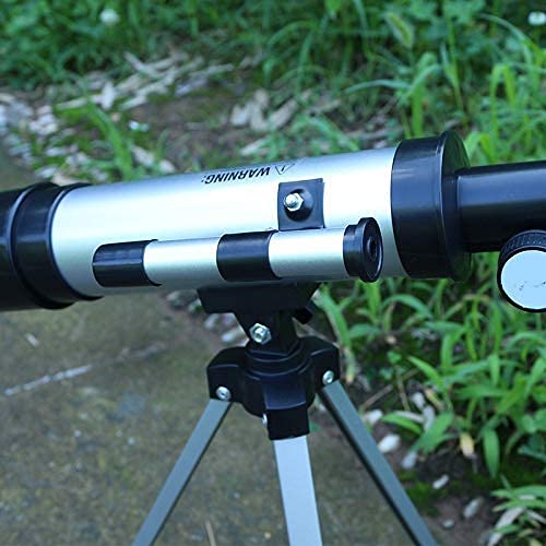 Telescopio astronómico con Zoom Profesional con trípode de Aluminio y buscador de Estrellas Ideal para Principiantes Adultos Niños Adolescentes Apertura 50 mm 90X Refractiva Profunda