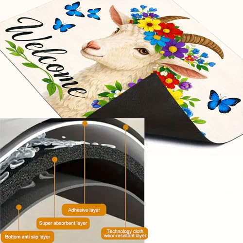 Image of HOMETITUTE Spring Stove Top Cover 28x20 Welcome Goat Floral Heat Resistant