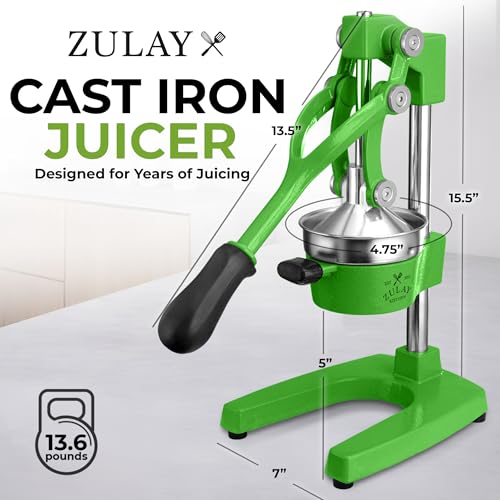 Image of Zulay Kitchen Cast Iron Juicer - Heavy Duty Manual Juicer with Detachable Strainers for Easy Cleaning, Orange Juice Press for Citrus Fruits, Perfect for Bartenders, Juice Lovers & Health Enthusiasts