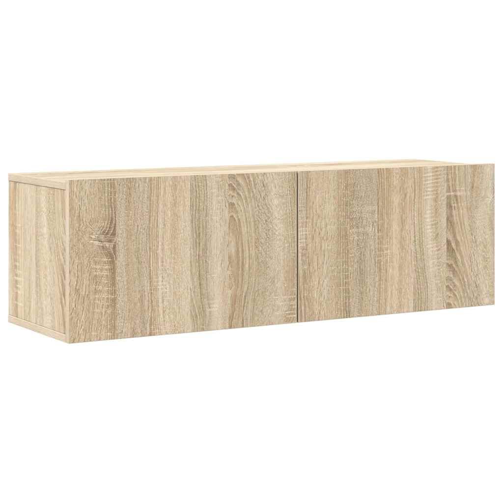 Set di 7 mobili TV a parete in rovere Sonoma