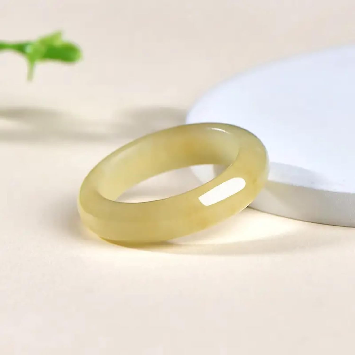 Classic Natural Jade Ring, Simple Jade Ring, mutton-fat white jade - Women’s Party Wedding Jewelry Gift