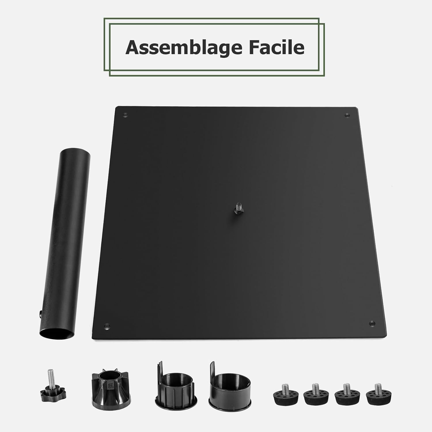 GOPLUS Pied de Parasol en Métal Robuste, Support de Parasol Carré avec Bouton Rotatif, Convient pour Mâts Φ 41/49 MM, pour Jardin, Terrasse, Plage (Noir)