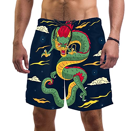 Short de bain homme dragon chinois séchage rapide grande taille XXXXL à L