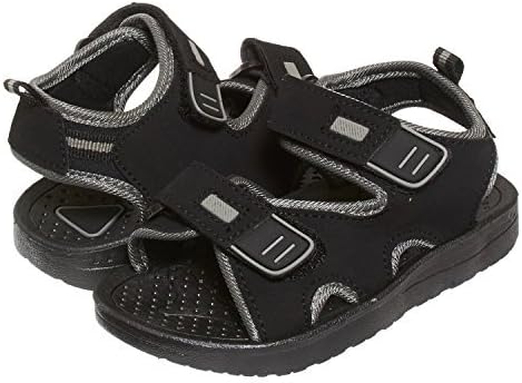 Skysole Boys Double Adjustable Strap Lightweight Sandals (See More Colors and Sizes), Black/Grey, 7-8 Toddler