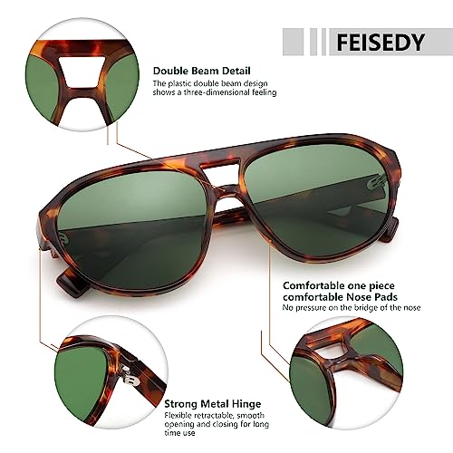 Image of FEISEDY Sunglasses Women Men Polarized, Small 70s Aviator Frame, Retro Vintage Sun Glasses B2373