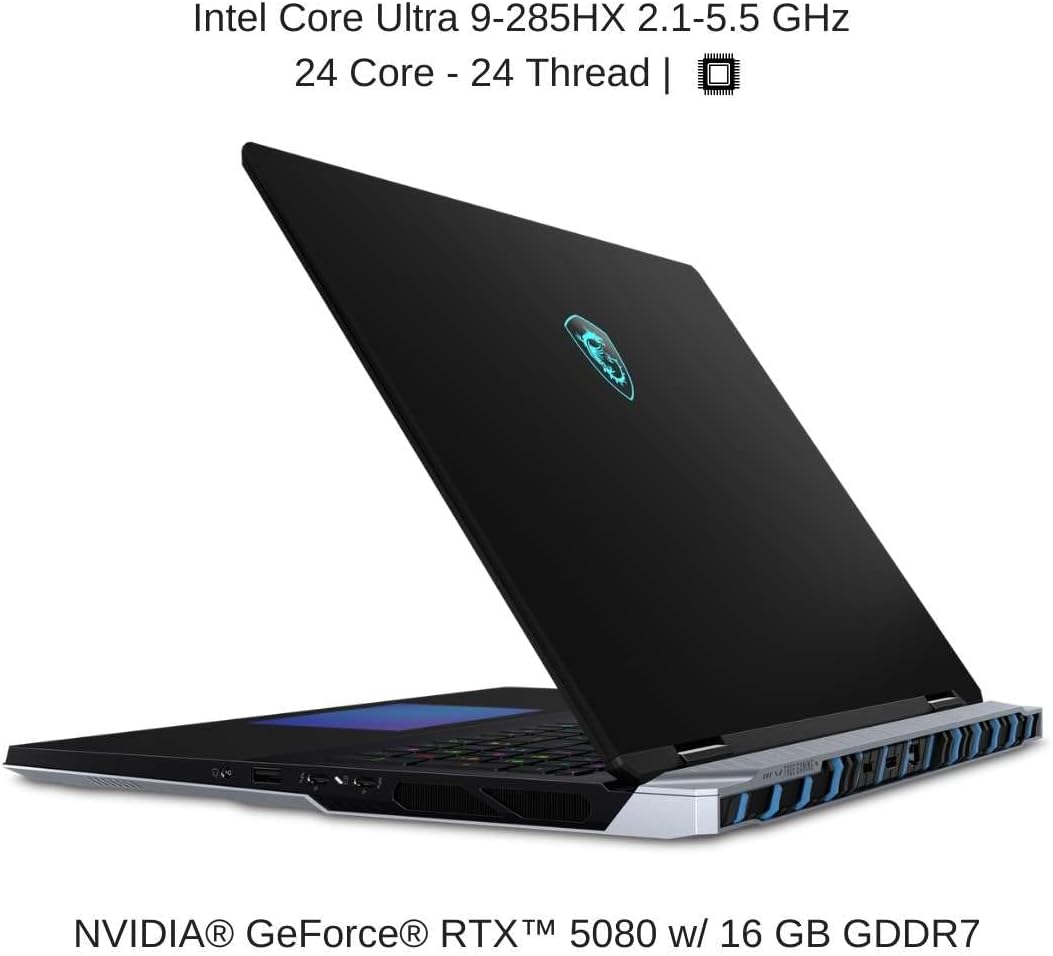 HIDevolution [2025] MSI Titan 18 HX AI A2XWIG 18" UHD+ 120Hz Mini LED, 2.1 GHz Ultra 9-285HX, RTX 5080, 128 GB DDR5 RAM, 32 TB PCIe SSD, Windows 11 Pro