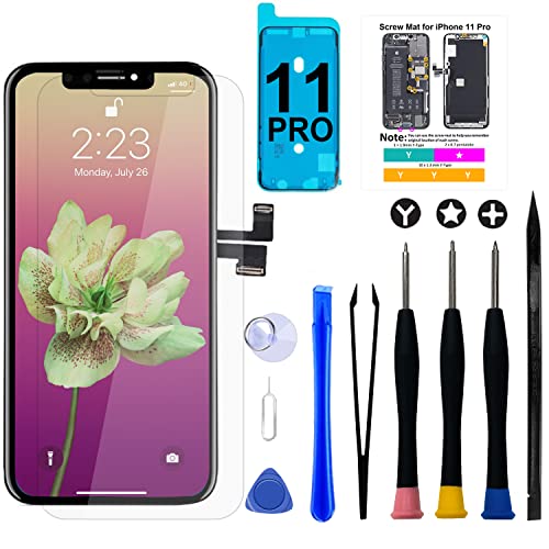 Brinonac for iPhone 11 Pro Screen Replacement Kit, 5.8" Full HD Retina LCD Display COF Touch Screen Digitizer Assembly Set with Repair Tools, Waterproof Adhesive, Tempered Glass by Brinonac - Used condition - CA$31.67