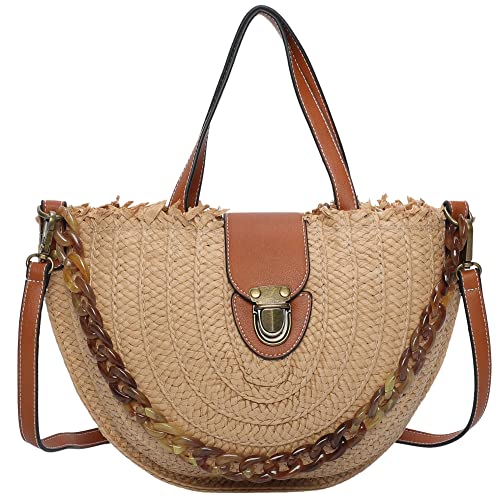 Bolso Rafia Mujer - Bolso Bandolera Verano con un Estilo Actual y Moderno - Bolso de Paja Mujer - Bolso mimbre mujer