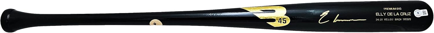 Elly De La Cruz Autographed Black Player Model Bat Reds Beckett BAS Witness