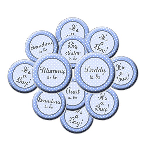 16 Boy Baby Shower Button Set - Boy Baby Shower Buttons - Its