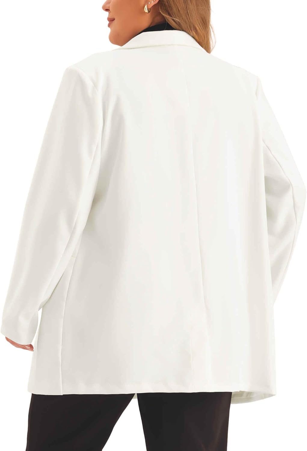 Agnes Orinda Plus Size Blazers for Women Lapel Button with Pocket Office Work Jackets Long Blazer - Image 4