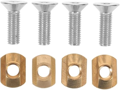 Abaodam M6 Sliding Nuts Set with Hexagonal Screws Hydrofoil Track Screws for Surfboard Mounting T-Nut Hardware for Sup Foil Accessories Water Sports Equipment 4 Nuts and 4 Screws