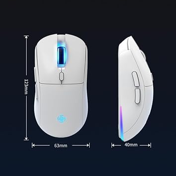 Wireless Gaming Mouse, Wireless/Wired 1K Polling, Symmetrical, PAW3311, 24K, Ergonomic Gamer Mouse, 6 Macro Buttons, 800mAh Battery, Rechargeable Computer Mouse for Laptop, PC, Mac