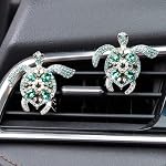 Rislobx 2PCS Voiture Tortue Bling Air Clip de ventilation de fraicheur, voiture de diamant en cristal Air Diffuseur Clips d'évent Décorations Mignon Car Decor Bling Accessoires de voiture pour femmes
