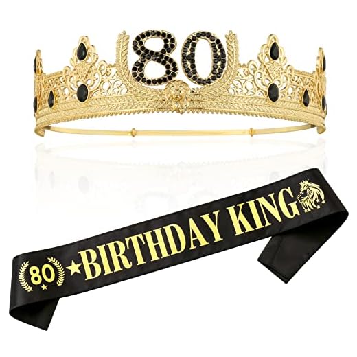80th Birthday King Sash & Crown Set