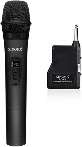 Festnight Wiederaufladbares drahtloses Mikrofonsystem LED-Handmikrofon mit tragbarem USB-EmpfA nger fA r die Aufnahme von KTV-SprachverstA rkern