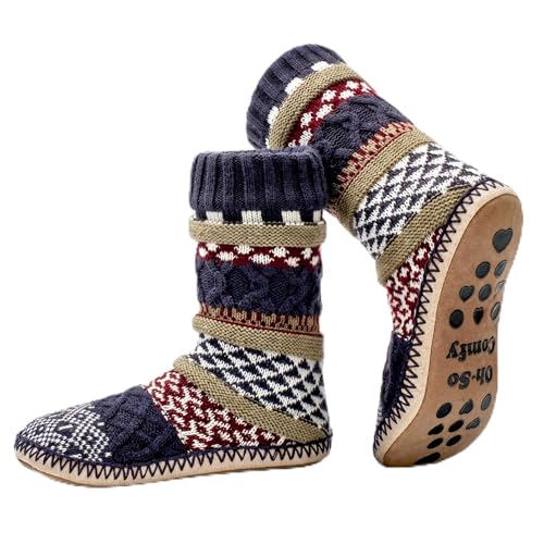 Image of cosyone1997 Slipper Socks for Women Warm Fuzzy Non Slip Soft Sole | Sherpa lining, padded sole, stretchy cuff and gripper dots for bedroom or lounging; gift-ready box, machine washable