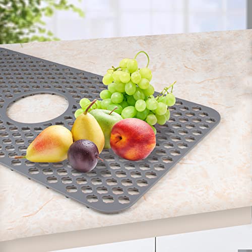 Kuangmeix Silicone Kitchen Sink Mat Sink Dish Rack Sink With Center Drain Protect Sink From Stains, Scratches, Dishwasher Safe Sink Mat Grid For Kitchen Dish Drying Rack Easy To Drain And Clean #TOP5