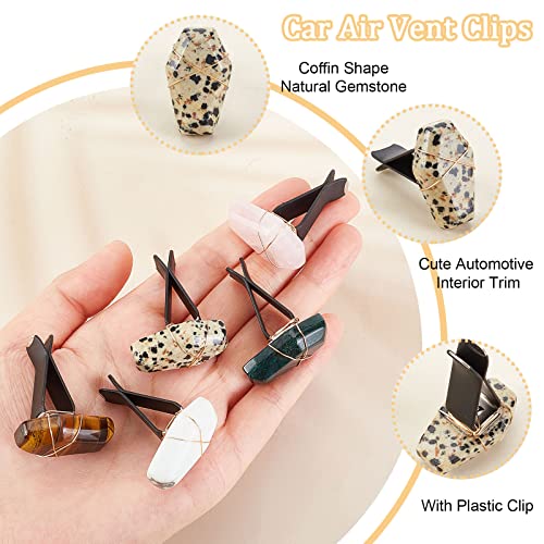 OLYCRAFT 5pcs Coffin Shape Crystal Stones Car Vent Clips Natural Gemstone Car Air Vent Clips Hexagon Stones Car Accessories with Copper Wire for Car Air Vent Accessory - 5 Style