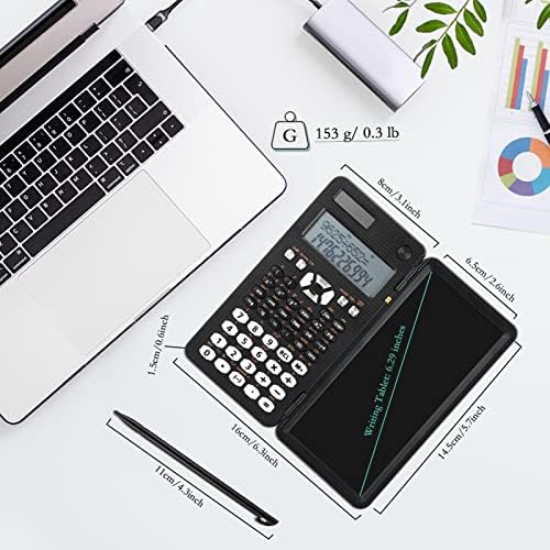 Achort Dual Power Scientific Calculator with Writing Tablet 2 Line Display and 349 Arithmetic Functions Financial Calculator School Supplies for High School Students Financial Business College