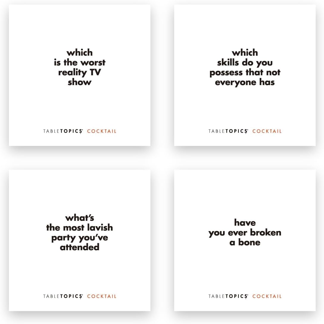 TableTopics Cocktail Question Card Game - 135 Conversation Starter Cards Featuring Questions, Facts, Quotes, and Mixed Drink Recipes, Fun Party Game for Adults - Image 5