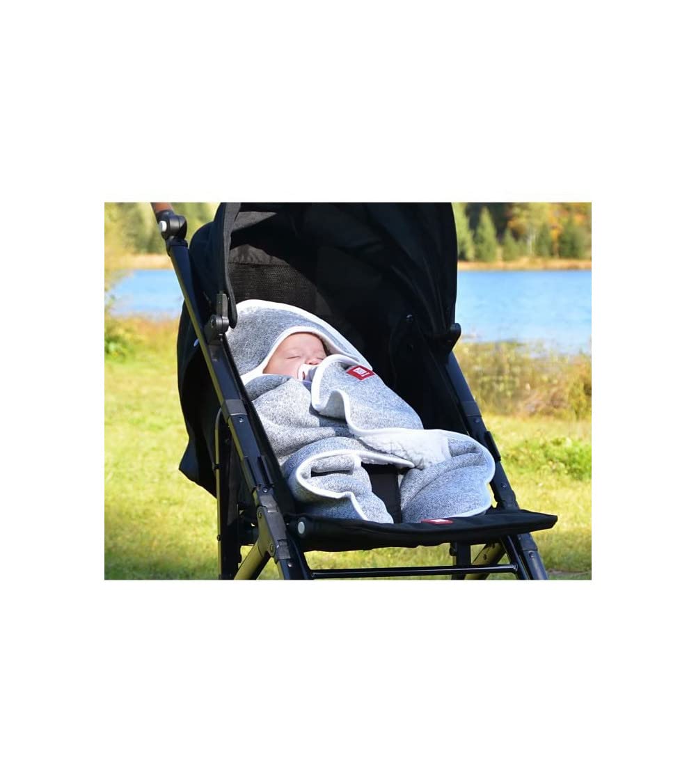 RED CASTLE, Couverture enveloppante Hiver bébé, Compatible Siège Auto/Pousette/Nacelle, Double Polaire, Douce, Chaude, Respirante, Babynomade, Gris chine/Blanc, 0-6 Mois
