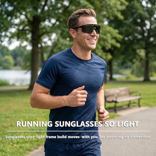 Image of BangLong Polarized Sports Sunglasses for Men Women UV400 Protection | TAC HD Lens, RX Insert Included, Lightweight Wrap-Around Design for Running Cycling Baseball Hiking
