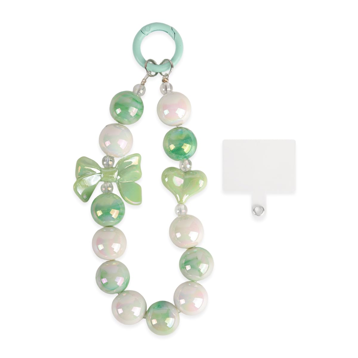 Zibuyu® Beaded Phone Charm with Ring Clasp and Tether Tab Green Marble Bow Phone Chain for Daily Carry and Gifting-image-47