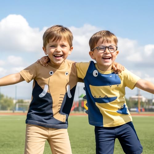 Image of DEEKEY Toddler Boys Shirts Short-Sleeve Little Kids t Shirts Boys' Tops, Tees & Shirts Graphic TEE Age for 2-7 Years 4-Pack