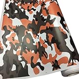 Queenbox 19.7x78.7in Digital Camouflage Car Vinyl Wrap, Self Adhesive DIY Paint Replacement Wrap Roll, Black Orange Camo