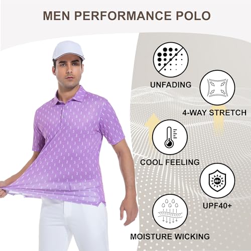 Image of Damipow Premium Golf Shirts for Men Dry Fit Performance Polo Short Sleeve Collared Shirt