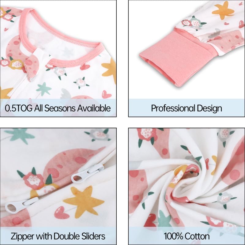 Miniatura 6 de Saco de dormir para niños pequeños con pies, saco de dormir para caminar, 0.5 tog