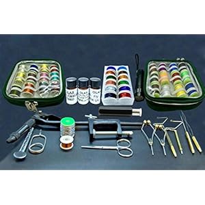 Olax Goliath Kit de Montage de Mouches, Étau, Torche, Colle, Thread, Tinsel, Bobine, Ciseaux, Pince