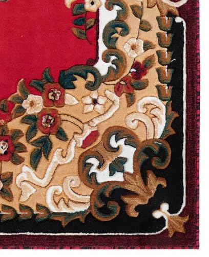 Image of SABIRA Carpet Modern Floral Area Rug Large Carpet for Living Room, Bedroom & Dining Room, Washable, Non-Slip, RED Color (6X8 FEET)