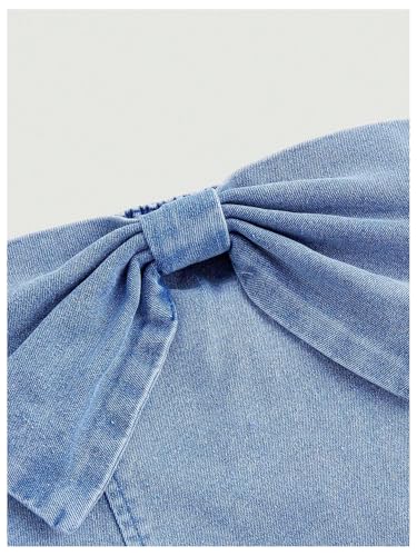 Floerns Girl's Cute Bow Strapless Denim Tube Top Zipper Back Sleeveless Y2k Bandeau3