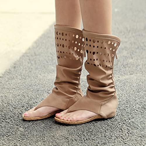 Gicoiz Mid Calf Roman Sandals Classic Slouch Wedge Flip Flops4