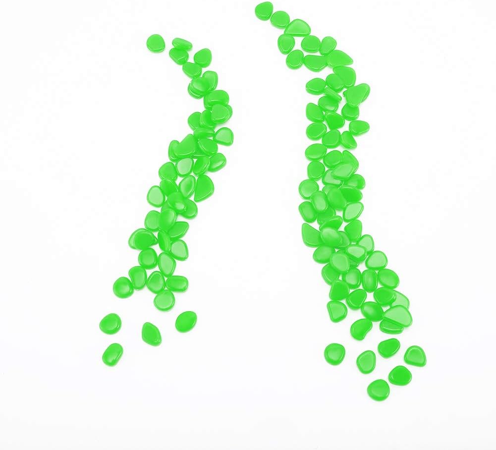 GLOCARNIVAL Glow Pebbles Green, 300 pcs Green Glowing Rocks for Outdoor Decor, Garden Lawn Yard, Aquarium, Walkway, Fish Tank, Pathway, Luminous Pebbles Powered by Light or Solar-Recharge Repeatedly : Patio, Lawn & Garden