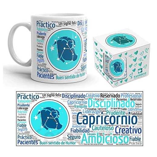 Kembilove Taza de Desayuno Horóscopo de Capricornio – Taza de café de Signo del Zodiaco Capricornio – Tazas de Café y Té Horóscopo Capricornio – Regalo Original para Parejas, Cumpleaños, Amigos