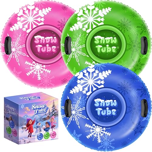 SOLAVERO 3 Pack Snow Tubes for Kids and Adults -