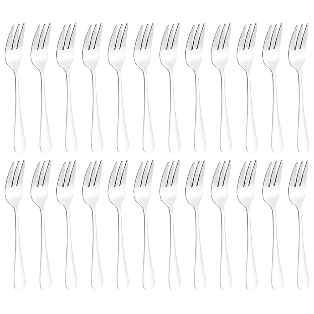 Kichvoe 24 Tenedores De Acero Inoxidable Para Ensalada Tenedores Para Cena Frutas Pasteles Aperitivos Cubiertos Cubiertos Tenedores Para El Hogar Cocina Restaurante