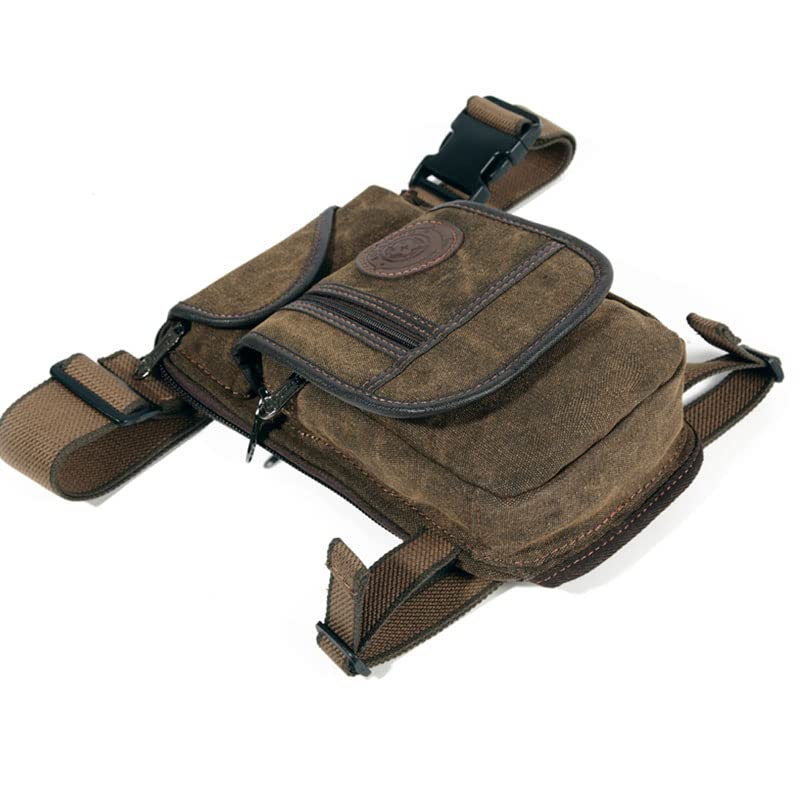 Pernera Moto,Bolsa Pierna Moto Bolso Mensajero de Lona/Nylon for Hombre con Brazo caído, cinturón for Cintura, Muslo, Cadera, Motocicleta(Coffee)