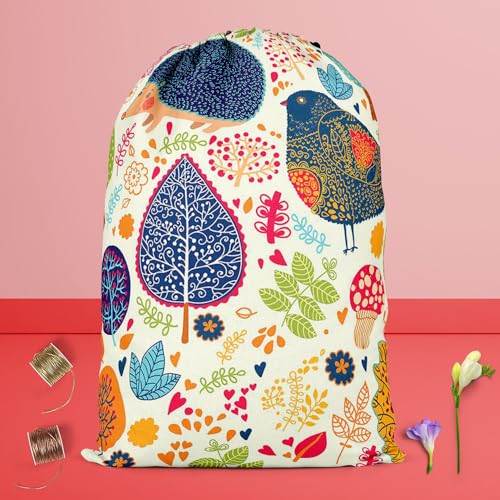 Image of ArtzFolio Crew Cut Leaves D1 | Reusable Sack Bag | Bag for Gym, Storage, Vegetable & Travel