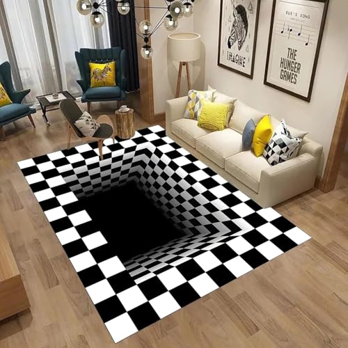 Tapis géométrique 3D abstrait imprimé lavable 120x160 cm pour intérieur - 3