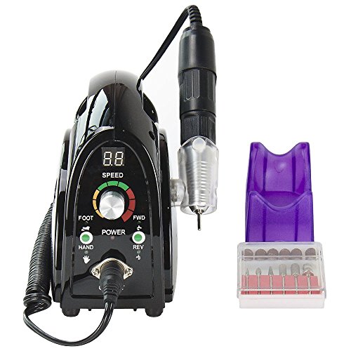 35000RPM Pro Electric Acrylics Nail Art Drill File Manicure Pedicure Grooming Kit Bits Professional Salon Machine Fast Machine Manicure Pedicure Kit (Black)