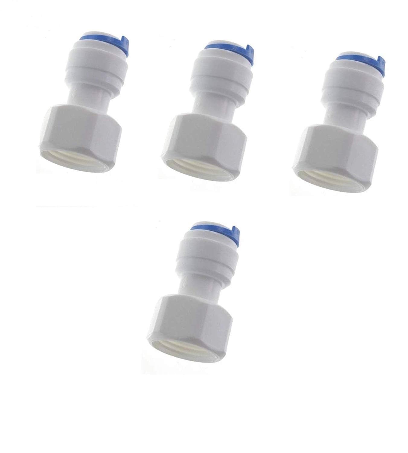 doc ro® 4 pieces ro female direct valve straight connector 1/2" female thread x 3/8" inch tube (push type) pack of 4.