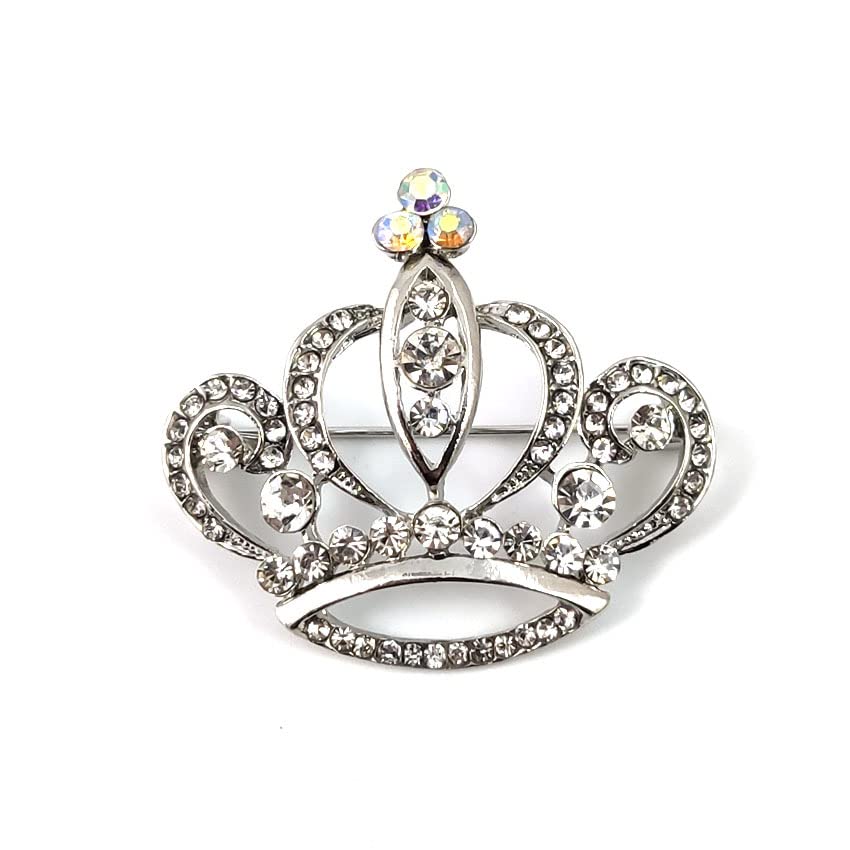 Image of Crystal Rhinestone Princess Queen Brooch Pin Tiara Crown Brooches for Women Tiara for Wedding Party /Banquet /Birthday (E)
