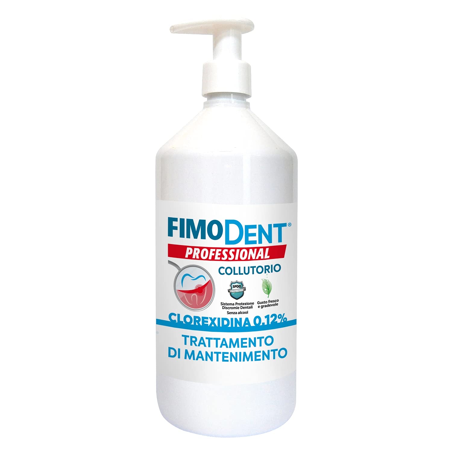Fimodent Collutorio - Clorexidina 0.20% con SPDD e gradevole gusto menta - 1000mL con dispenser. & Collutorio - Clorexidina 0.12% con SPDD e gradevole gusto menta - 1000mL con dispenser.