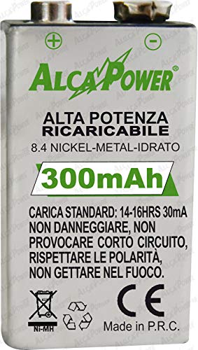 Set di 4 Batterie Pile Ricaricabili Ni-MH da 9V
