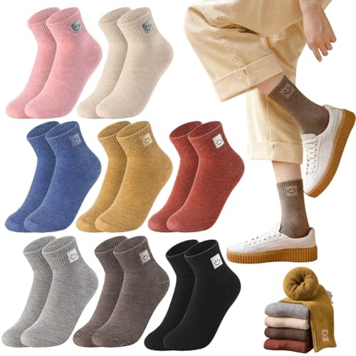 La Mejor Recopilación de Calcetines para Mujer al mejor precio. 43 BOOSEN 8 Pares Calcetines Térmicos para Mujer, Calcetines de invierno, Calcetas Casuales Antideslizante y Duradero, Calcetines con Cara Sonriente, Calcetin Deportivas Ligeros y...